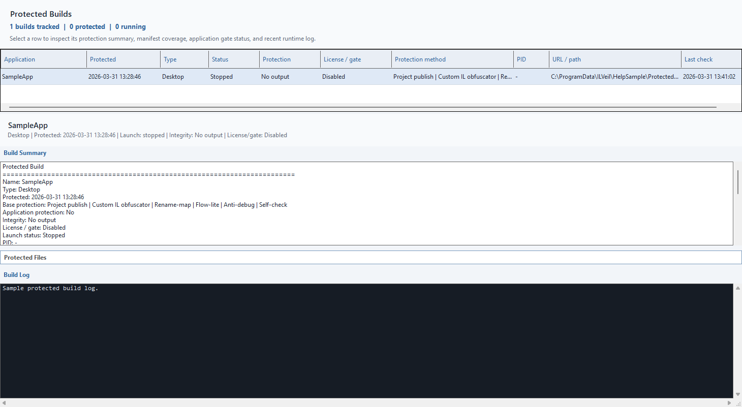 ILVeil protected builds window