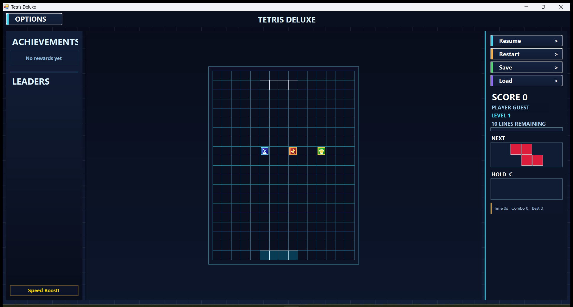 Power-up icons on board
