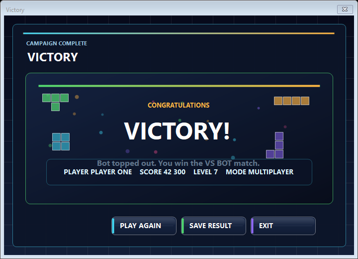 Victory result dialog